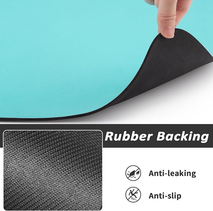 HotLive Dog Food Mat - Absorbent Cat Mat for Food and Water, No Stains Pet Feeding Bowl Mat, Easy to Clean Pet Placemats, Quick Dry Dog Water Dispenser Mat for Messy Drinkers | Teal 12"x 19"