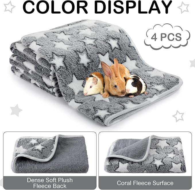 Tranqun 4 Pcs Waterproof Dog Puppies Cat Blankets Bed Mat Washable Crate Kennel Whelping Pads Reusable Pet Pee Pad Soft Reversible Pet Training Pads Sleep Floor Mat Guinea Pig Liner
