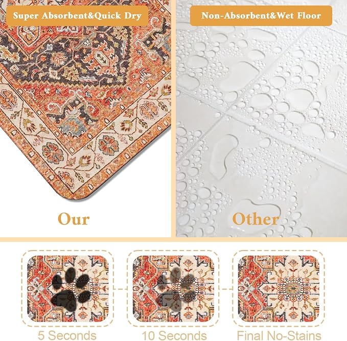 Dog Food Mat for Floors Waterproof Quick Dry Pet Placemat Cat Feeding Bowls Mats for Food and Water, Eco-Friendly Dog Accessories Diatomite Pets Supplies 12" X 20"