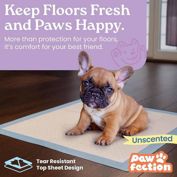 23.6" x 29.5" Unscented Puppy Pads – 6-Layer Absorbent Design – Holds up to 4 Cups of Liquid – Leak Proof & Tear Resistant for Indoor or Travel Crate Use – 120 Count Pee Pads for Dogs