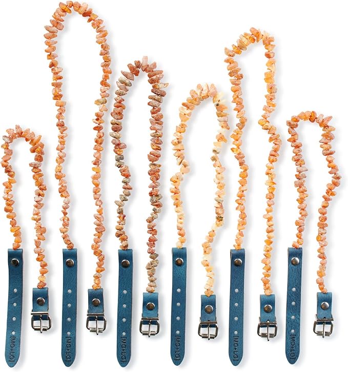 Natural Raw Baltic Amber Collar - for Dogs and Cats - Nautical Blue - 100% Authentic, (XL / 20"-22")
