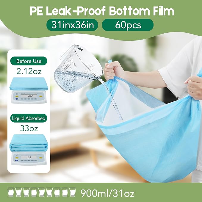 Pee Pads for Dogs ,Disposable Dog Traning Pads Leak-Proof Dog Pee Pads Extra Large,Quick-Drying Absorbent Wee Wee Pad for Dogs Puppy Pad XXL 31"x36" ,60 Count
