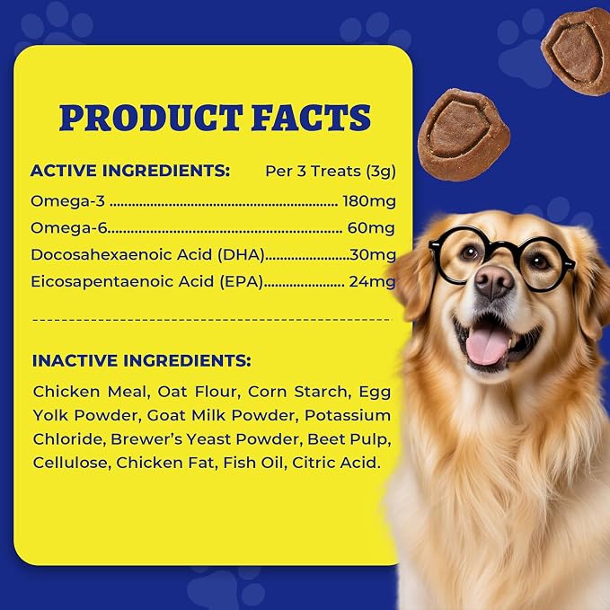 Wellix 260 Bites Dog Skin and Coat Supplement - Affordable, Long-Lasting Omega 3 Fish Oil for Dogs - Supports Skin & Coat, Itching Relief & Anti-Shedding Tasty Dog Allergy Chews