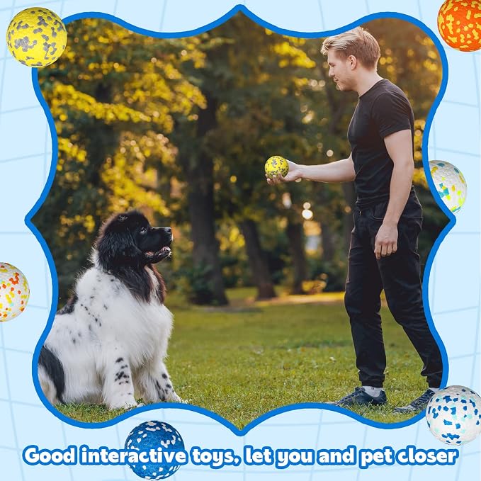 Lenwen 10 Pcs Dog Toy Balls Tennis Ball for Aggressive Chewers Interactive for Large Medium Small Puppy Boredom and Stimulating Bouncy Floating Rubber Toy(3 Inch,Bright Color)