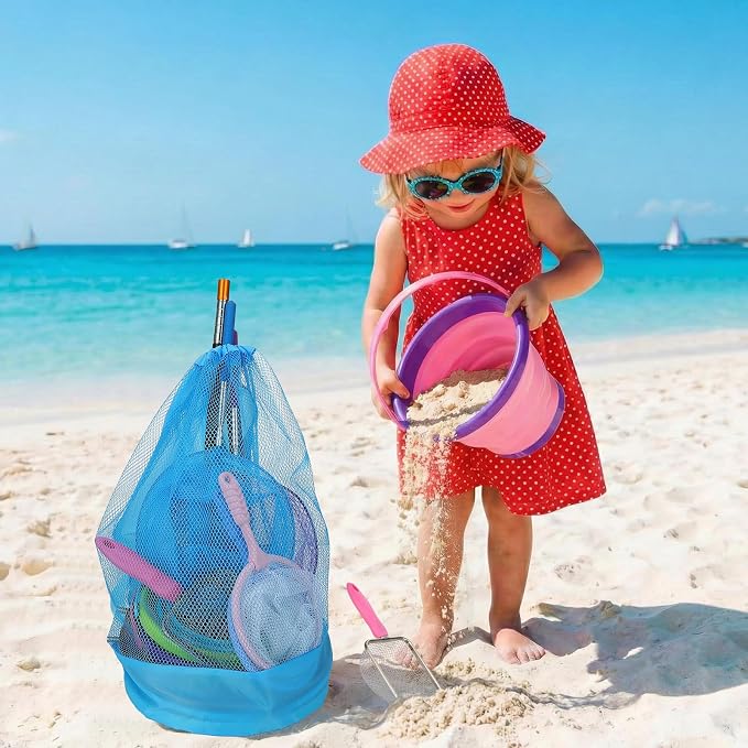 2 Pack Telescopic Kids Fishing Net with Handle, 2 Collapsible Bucket Sand Pail, Stainless Steel Foldable Fishing Net Small Fishing Butterfly Bug Net Beach Shovel with Storage Bag