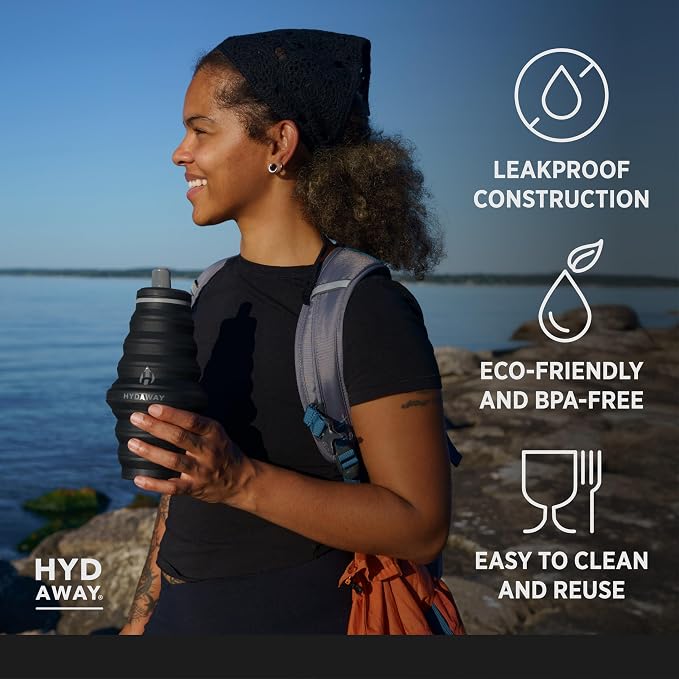 HYDAWAY 25oz Collapsible Water Bottle - BPA-Free, Leakproof, Lightweight, and Space-Saving - Perfect for Hiking, Travel, and All-Day Hydration