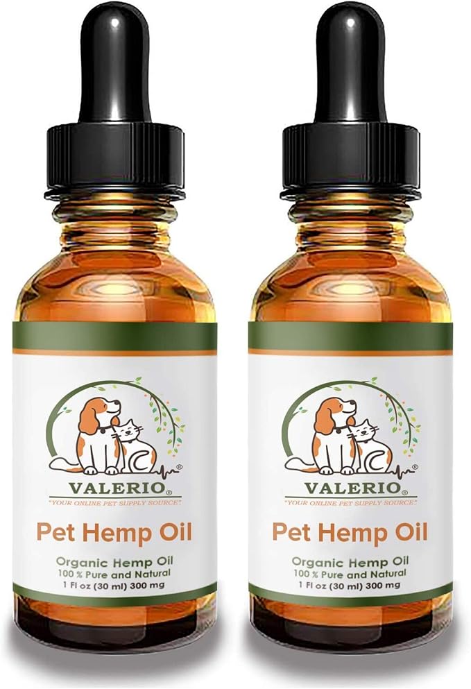 Valerio Pets Hemp Oil for Dogs and Cats - 1 Oz - Hemp Oil Drops with Omega Fatty Acids - Hip and Joint Support and Skin Health (2 Pack - 2 x 1 Oz)