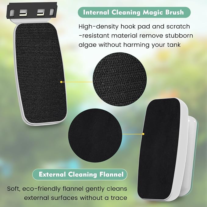 AQQA Aquarium Magnet Glass Cleaner - Enhanced Magnetic Fish Tank Cleaner with 2 Types of Blades, Self-Floating Aquarium Glass Scrubber Algae Scrapers for up 0.32" Thick Glass/Acrylic Aquariums (S)