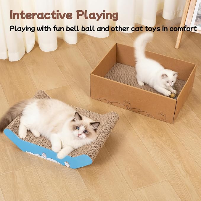 Cardboard Cat Scratcher Bed 16.9 Inch Cat Scratch Box with Cat Scratching Pad for Indoor Cats
