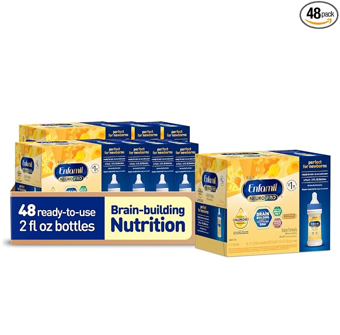 Enfamil NeuroPro Ready to Feed Baby Formula, Brain Building Duo DHA & MFGM, Exclusive Immune Supporting HuMO6 Blend, Enfamil Ready to Feed Infant Formula, 2 fl oz, Case of 48, Total 48 bottles