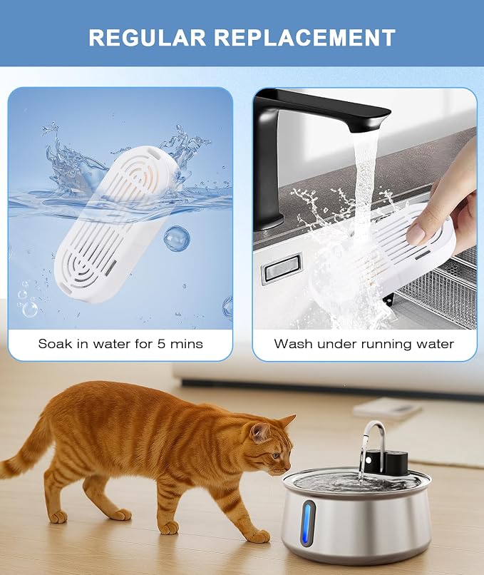 CEESC 6 Packs Replacement Filters and 6 Packs Sponges for 135oz/4L, Cat Water Fountain 312-B
