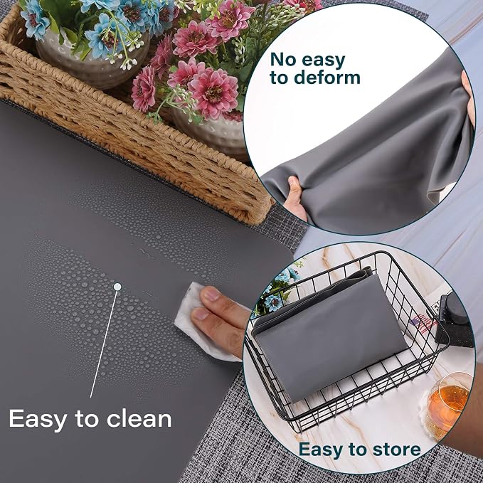 Gartful Silicone Mat Dark Grey 25.2" x 17.7", Large Craft Sheet, Desk Work Mat & Countertop Protector