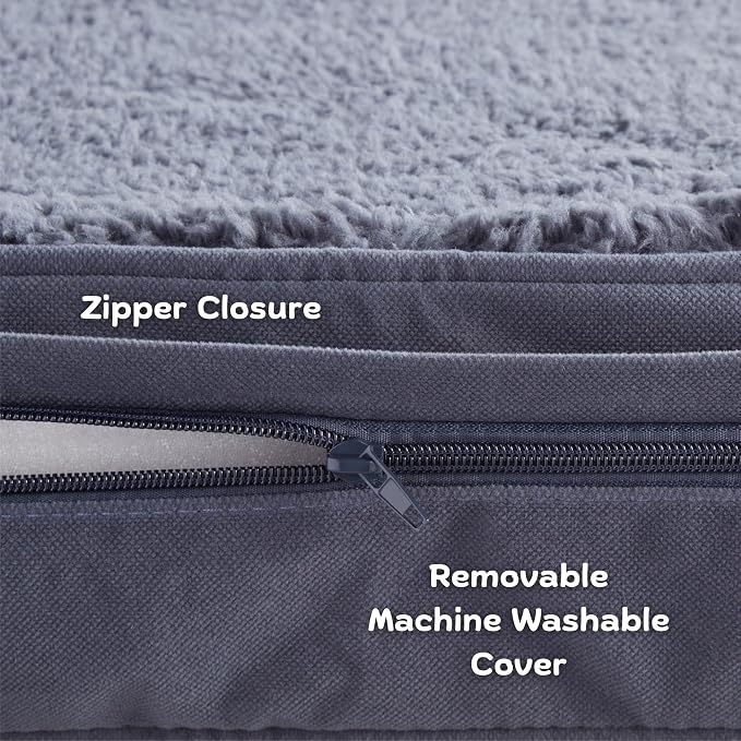 Happy Hounds Daisy Deluxe Supportive Sherpa Dog Bed, Medium (42 x 30 in.), Prussian Blue