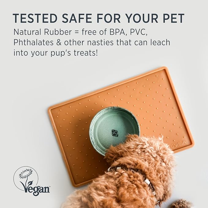Hevea Dog Feeding Mat in Natural Rubber - Non Slip and Waterproof - Vegan, Plastic and Silicone Free Rubber Mat for Dog Bowls (Hunter Green)