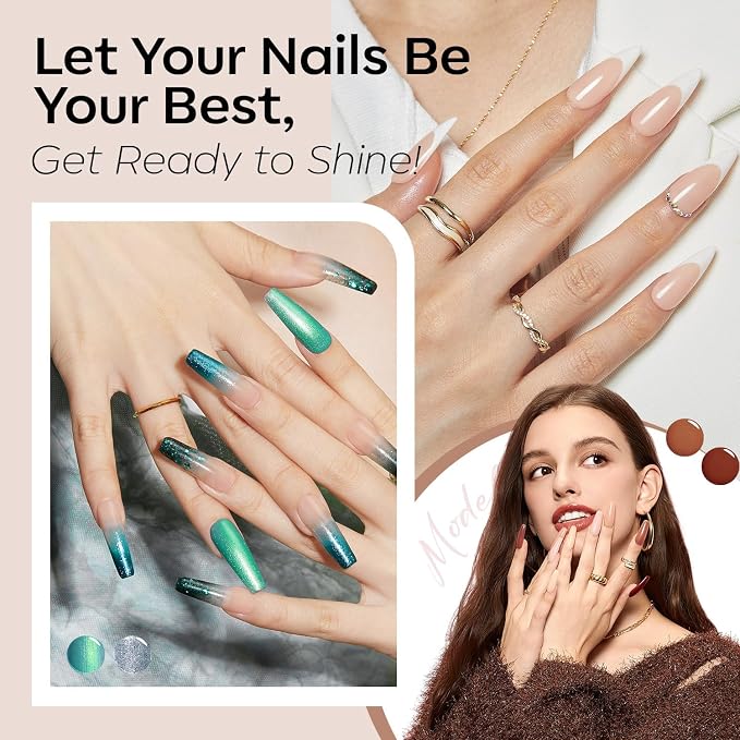 modelones 40 Pcs Gel Nail Polish Set, 36 Colors Winter Nude Brown White Burgundy Red Blue Black Glitter Gel Polish Kit with Base Coat& Matte Glitter Glossy Top Coat Salon DIY Manicure