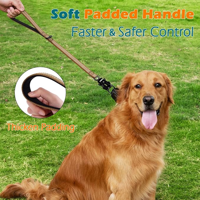 PetBonus Heavy Duty 24 Inch Short Dog Leash and 2-Pack Silicone Collapsible Dog Bowls