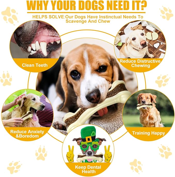 Sosation 10 Pcs Dog Chew Toys for Aggressive Chewers Nylon Beef Flavor Dog Bones Tough Puppy Teething Toys Puppy Chew Bones for Large/Medium/Small Breed Dogs Puppies (5.1 x 2 Inch)