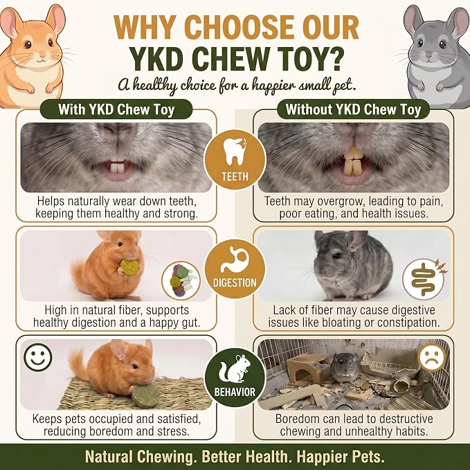 YKD Natural Timothy Hay Cookie Sticks Chew Toys for Teeth, Chew Toy Refill, Bunny Chew Treats for Rabbits, Guinea Pigs, Chinchillas (Multicolour - Mixed)
