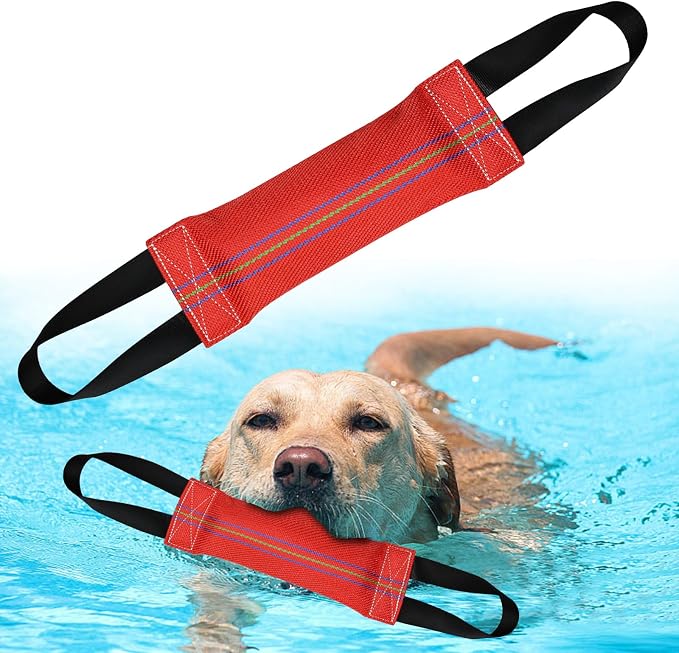 2-in-1 Floating Dog Toys & Dog Bite Tug Toy Interactive Pool Toys Fire Hose Tug Toys Tether Tug Outdoor Dog Toy,Tug of War Dog Toy for Self Play Interactive Pull Toy for Park,Yard, Lawn
