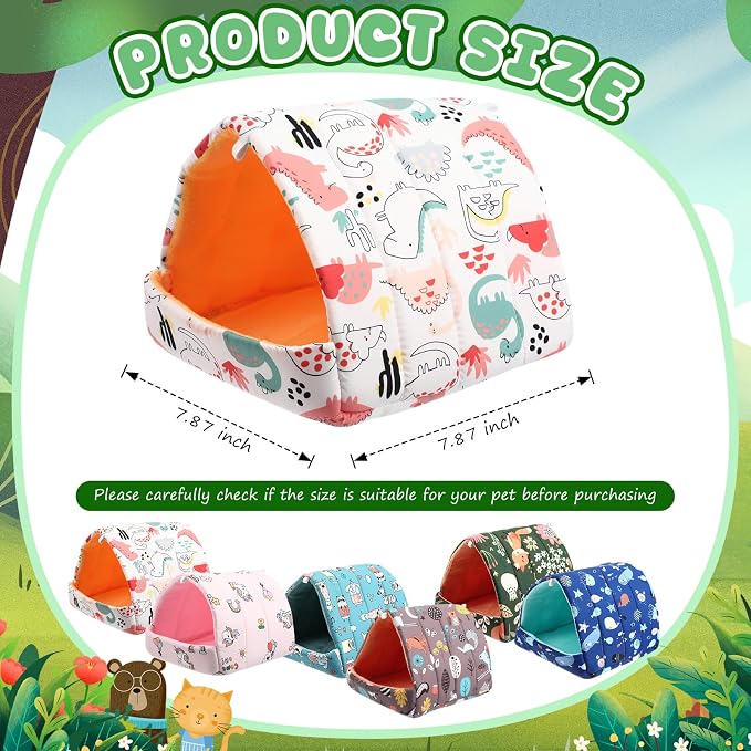 Ripeng 6 Pcs Guinea Pig Hideout Guinea Pig Bed House Rabbit Tunnel Washable Small House Cage Accessories for Hedgehog Mouse Chinchillas Hamster Ferrets Bearded Rats(7.9inch Night in the Forest)