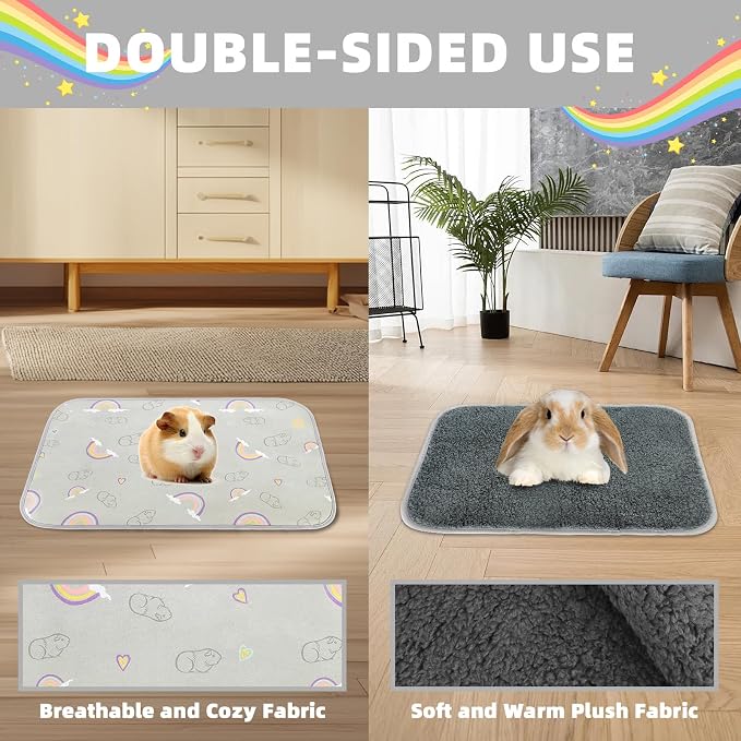 Homimp 4 Pack Guinea Pig Cage Liners,Washable Small Animal Bedding,Waterproof Reusable & Anti Slip Guinea Pig Pee Pad Fast and Super Absorbent Mat for Small Animal Rabbit Bunny Hamster,Grey 12"x12"