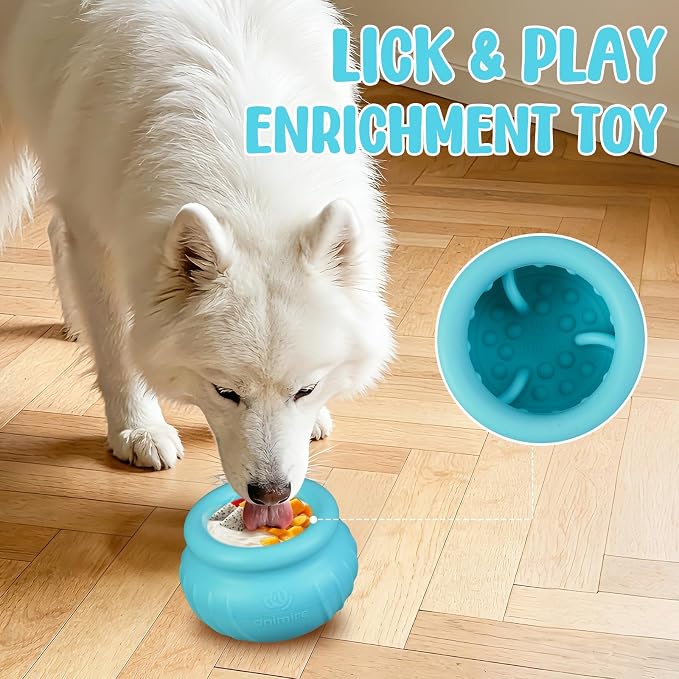 Wobbly Dog Enrichment Lick Toy, Stuffable Frozen Lick Bowl to Keep Dogs Busy, Long-Lasting Interactive Treat Dispensing Dog Toy, Silicone Fetch Catch Chew Toy(Teal,M)