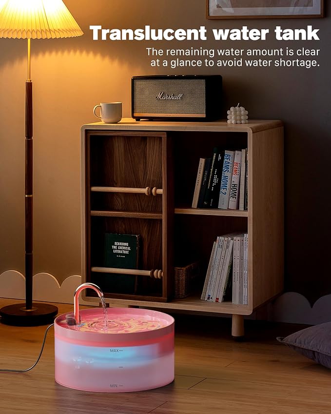 Pink Cat Water Fountain and 12 Carbon Filters + 12 Sponges, Multiple Filtration, Meets 8 Days of Drinking Water and 6-12 Months of Replacement Needs, Worry-Free Travel