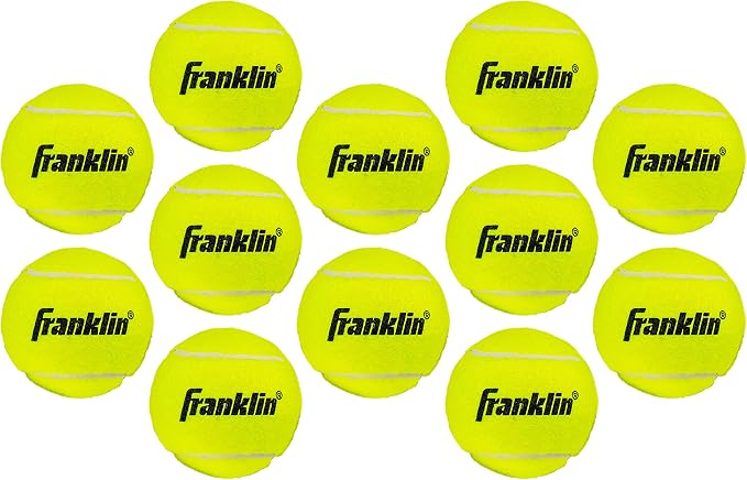Franklin Sports Pressureless Tennis Balls - Official Size, Low Pressure - Great for Training + Practice - Low Bounce - All Court Surface - Carry Bag Included