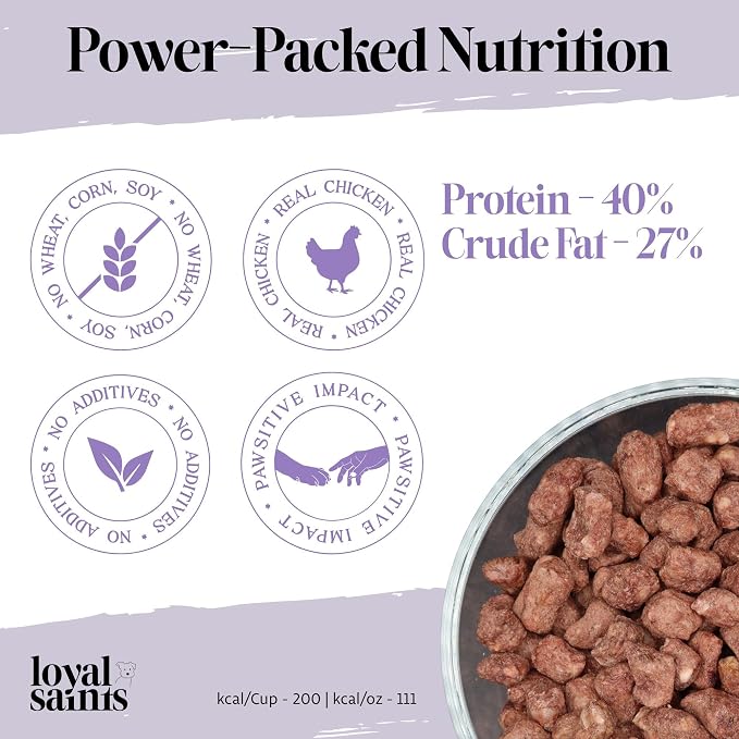 Human Grade Freeze Dried Raw Dog Food, Cage-Free Chicken, Made in USA with USDA Organic Produce, High Protein, Grain Free, Complete Meal or Topper for All Breeds, 5 oz