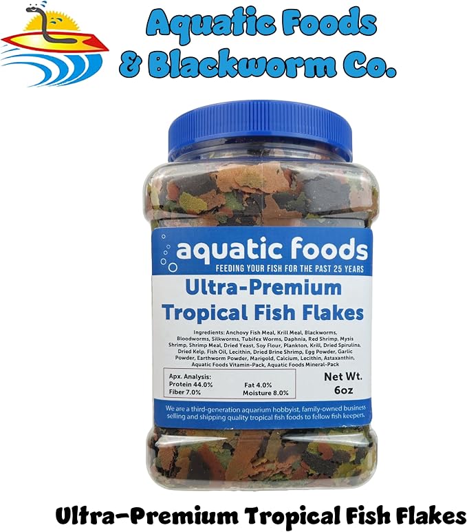 Ultra Premium Tropical Fish Flakes with Krill and Shrimp Meal, Spirulina for All Tropical Fish Also Pellet Mix, Wafer Mix Included…6oz