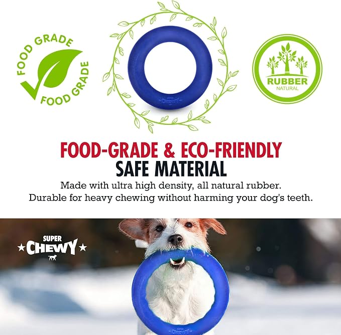 Tuff Pupper SuperChewy Durable Rubber Dog Ball and Rubber Durable Ring Dog Toy Bundle