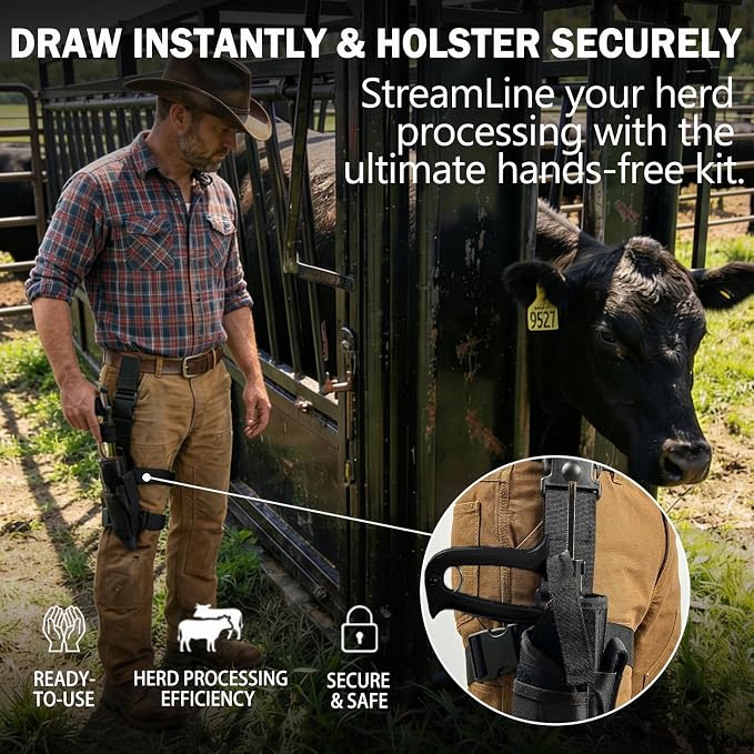 2-Pack 50mL Semi Automatic Livestock Syringe Adjustable Dosage Repeater Injector (1-5mL) with Luer Lock Tip for Cattle, Sheep, Goats & Pigs Continuous Injection Gun for Farm Herd, Black