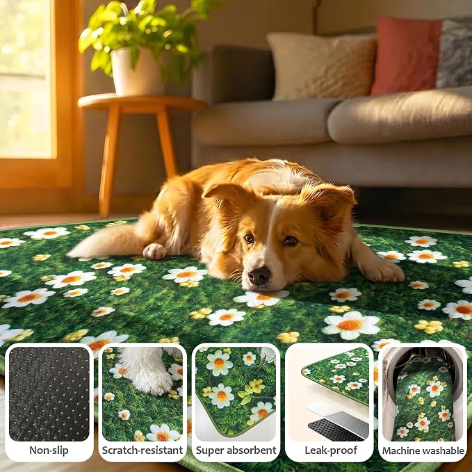 Washable Pee Pads for Dogs, Reusable Puppy Potty Training Pads, Ultra-Absorbent Thick Waterproof Leak-Proof Non-Slip Pads & Mat for Crate, Playpen, Floor, Whelping & Housebreaking , 2 Pack 36"x72"
