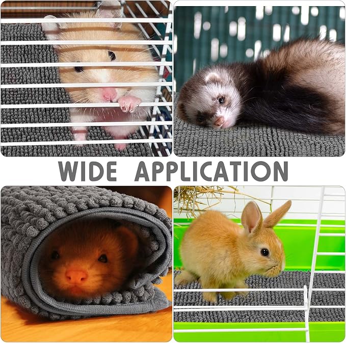 Amylove 4 Pcs Guinea Pig Cage Liner 16 x 24 Inch Washable Chenille Pee Pads Pet Dog Cat Bedding Training Mat Reusable for Small Animals Puppy Bunny Hamster Chinchilla