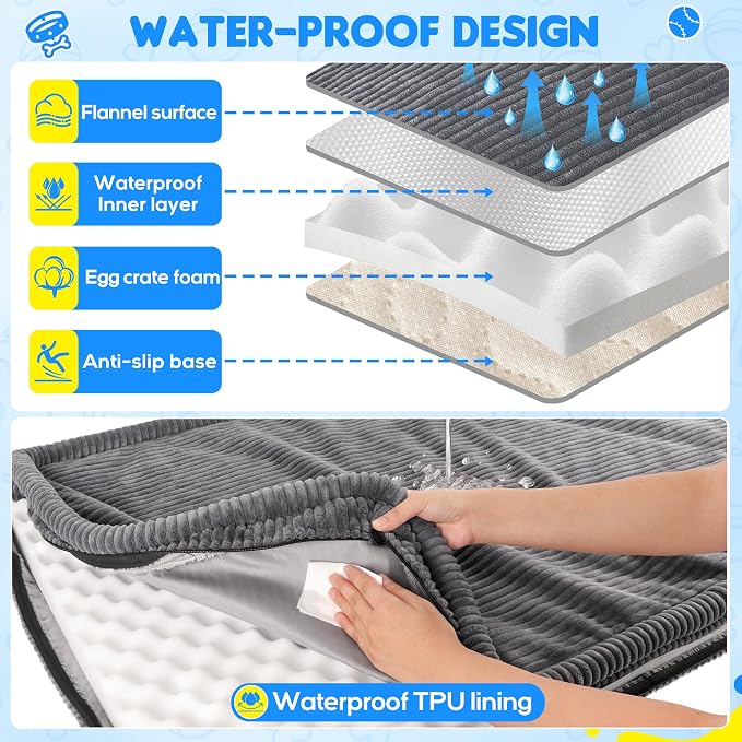 Dog Car Bed, Non-Slip Backseat Extender Pet Mat, Removable Washable Dog Bed for SUVs, Sedans & Trucks, Anti-Slip Travel Bed for Dogs, Easy Clean & Scratch-Proof & Comfort 56" Lx28.7 M×2" H Dark Gray