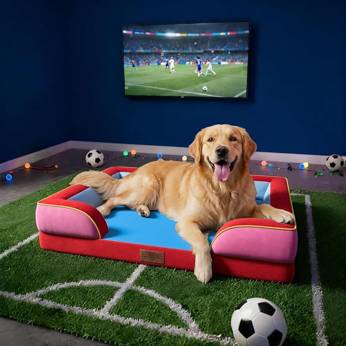 Comfort Expression Orthopedic Dog Bed for Extra Large Dogs 42x30 Inch, Waterproof Egg Crate Foam XL Pet Bed with Bolsters, Dog Couch with Washable Cover & Non-Slip Bottom, Los Angeles