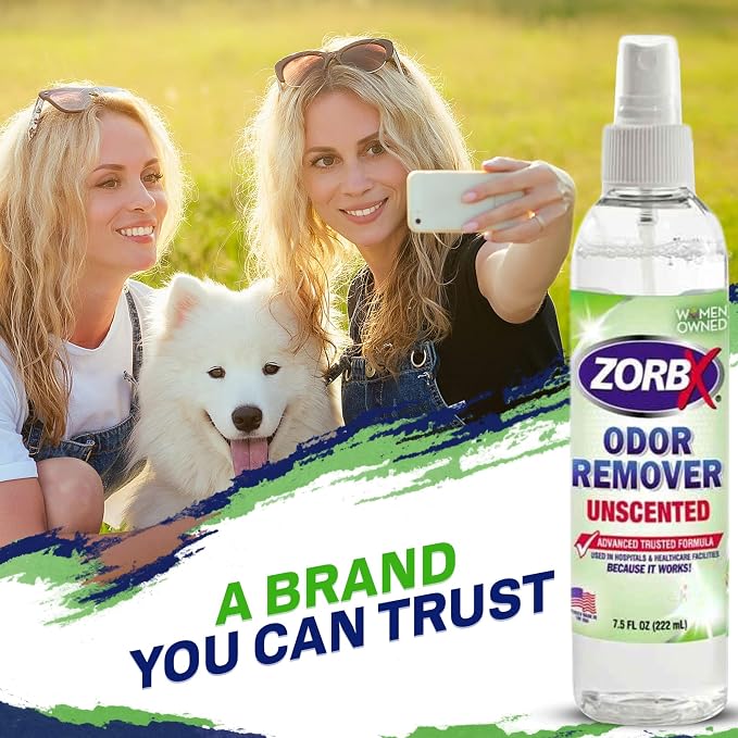 ZORBX Bundle of Odor Remover Sprays and Refill Solution - Perfect Solution for Funky and Foul Smells - All-Purpose Deodorizer Bundle - Includes 4 Odor Remover Sprays (7.5 Fl Oz) & Gallon (128 Fl Oz)