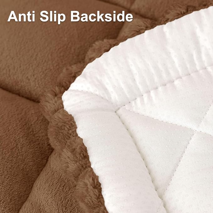 Smiry Couch Cover for Dogs, Non Slip Washable Pet Sofa Protector for Large Dogs, Cats, Fuzzy Plush Sofa Covers for Sectional Sofa, Against Fur, Dirt & Scratch Resistant, Brown, 43"×63"