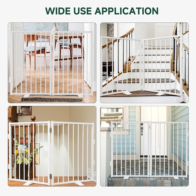 Snagle Paw Metal Freestanding Dog Gate,40” W x 36” H Dog Fence with Support Feet for Doorways, Stairs and Hallways, Portable Pet Gate for Indoor Use (2 Panel, White)