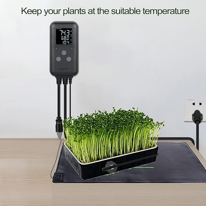DIGITEN Heat Mat Thermostat Waterproof Temperature Controller DTC315 Greenhouse Aquarium Plug in Thermostat for Seedlings 15A Reptiles Temperature Controller Outlet