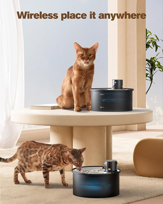 Cat Water Fountain Wireless + 12 Filters
