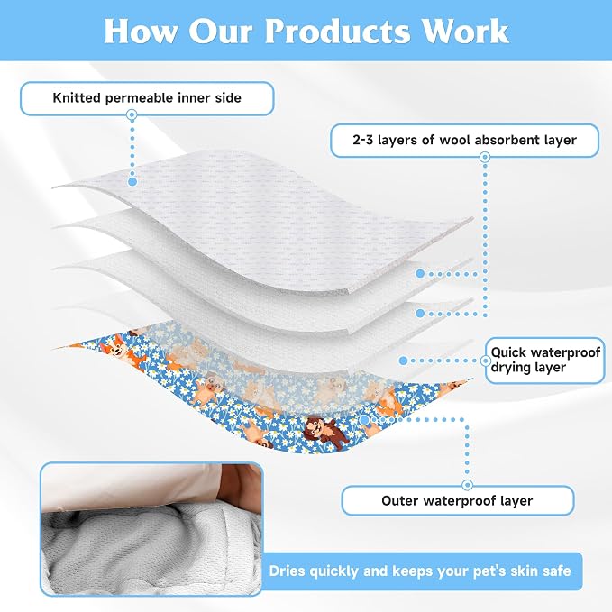 4 Pack Reusable Female Dog Diaper, Highly Absorbent Doggie Diapers for Female Dogs, Dog Diaper Medium, Bulldog