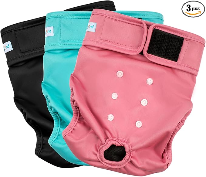 Paw Legend Washable Reusable Female Dog Period Diapers for Heat Doggie Puppy Diapers for Female Dogs (3 Pack,X-Small)