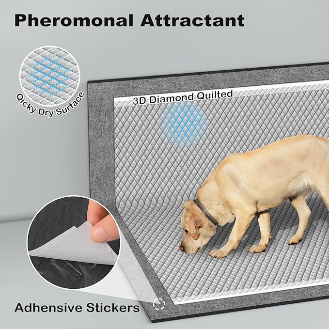 MIZOK Pee Pads for Dogs 30x36in Charcoal Dog Pads XL, Super Absorbent Odor Eliminating Leak-Proof, Dog Pee Pads with Activated Carbon for Large Breeds, Disposable (35 Count)