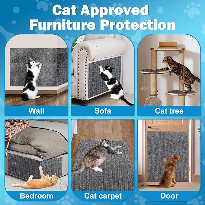 ENONCI Cat Carpet Protector 47.2"x15.8", Wall Corner Cat Scratcher Pad for Indoor,Trimmable Self-Adhesive Cat Scratching Mat Furniture Protector for Couch Sofas Door