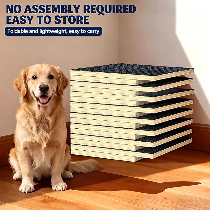 Dog Ramp for Stairs, 6 Pack Foldable Anti-Slip Stair Ramp for Small Dogs, Wooden Pet Steps for Senior, Adjustable Low-Angle Dog Stair