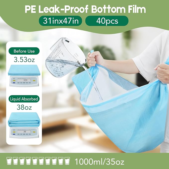 Extra Large Pee Pads for Dogs 31x47 Inch,Dog Traning Pads Quick-Drying Absorbent Heavy Duty 6-Layer Leak-Proof XXXL Disposable Puppy Pads,40 Count