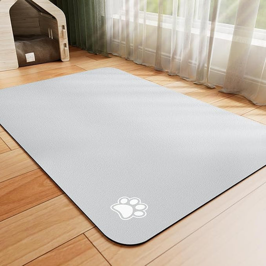 HotLive Dog Food Mat - Absorbent Cat Mat for Food and Water, No Stains Pet Feeding Bowl Mat, Easy to Clean Pet Placemats, Quick Dry Dog Water Dispenser Mat for Messy Drinkers | Paw Light Grey 16"x 24"