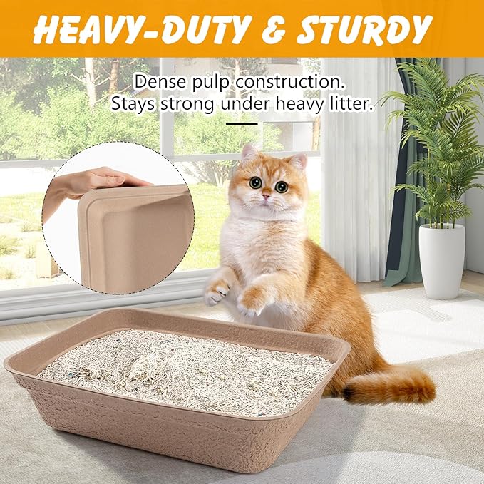ondware Disposable Cat Litter Box(9-Pack), Large Litter Boxs for Travel Home Use(16.7 x 13.4 x 4 in)