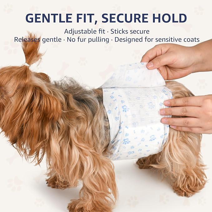 Dog Diapers Male XS, Disposable Wraps Belly Bands, 6-13", 50 Ct | 6-layer absorbent core · wetness indicator · soft fit · leak-resistant protection · for teacup, toy breeds & puppies